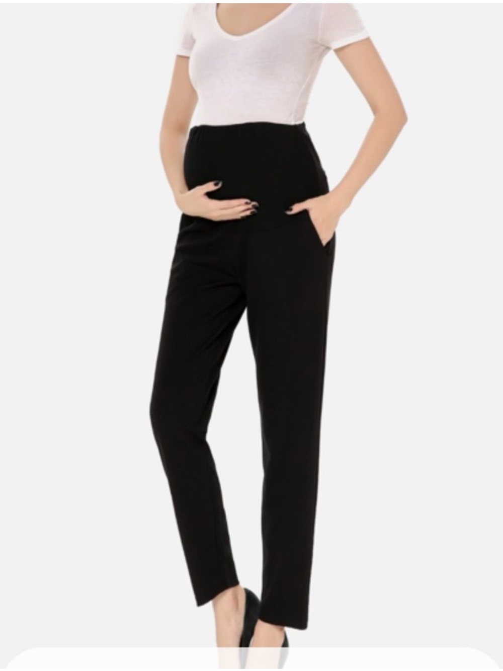 Alina Mae Belly to Baby Black Over the Bump Maternity Pants